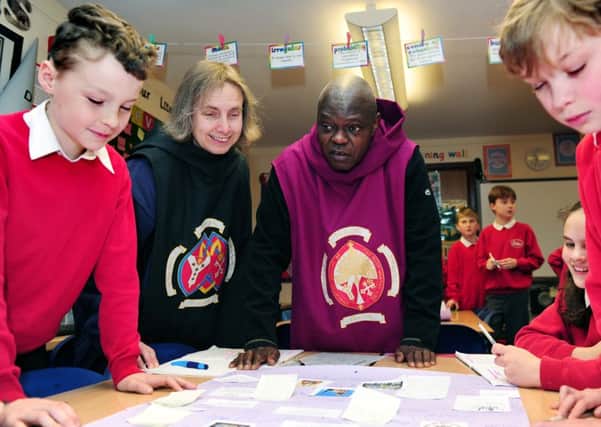 The Archbishop of York during his visit to Tickton School as part of his pilgrimage.
