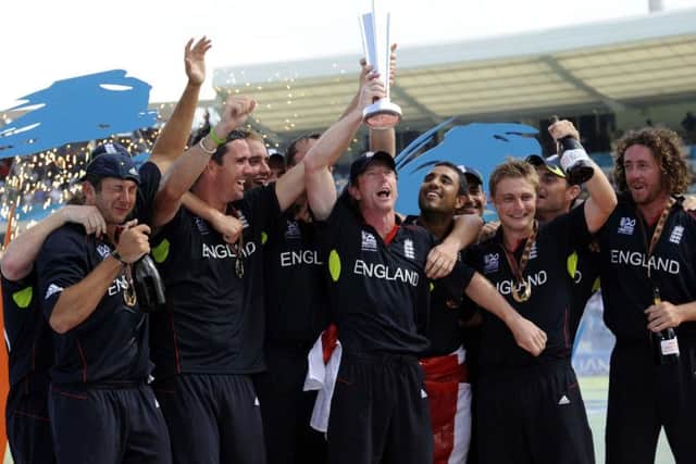 England celebrate winning the ICC World Twenty20 Final match at the Kensington Oval, Bridgetown, Barbados. (Picture: Rebecca Naden/PA Wire)