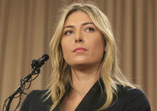 Maria Sharapova speaks during a news conference in Los Angeles on Monday during which she said she had failed a drug test at the Australian Open (Picture: Damian Dovarganes/AP).