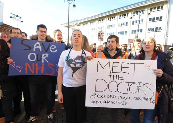 Junior doctors striking outside the Jubilee Wing at Leeds General Infirmary last month. Picture by James Hardisty.