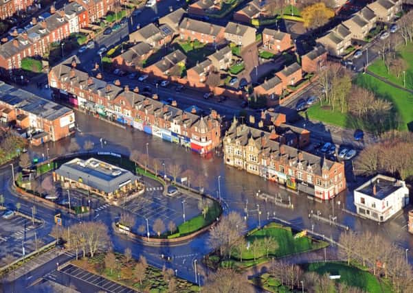 An aerial photo of Kirkstall Road, Leeds, following the Christmas floods.