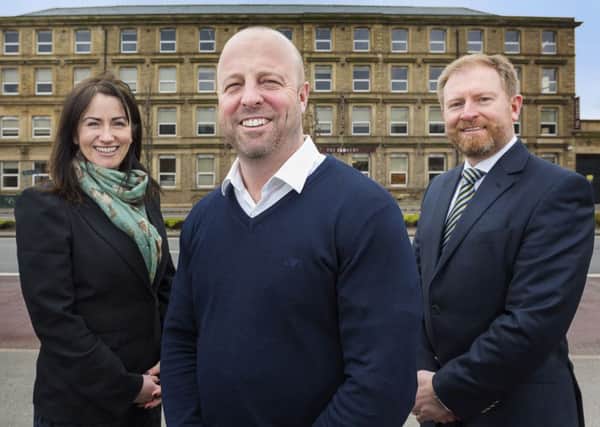 Pictured (L TO R) outside The Tannery, Kirkstall Road, Leeds, are Bracken Business Centres, group centre manager, Denise McGeachy; Bracken Business Centres managing director, Neil Clark and Handelsbanken Leeds Wellington Street branch manager, James Cornell.