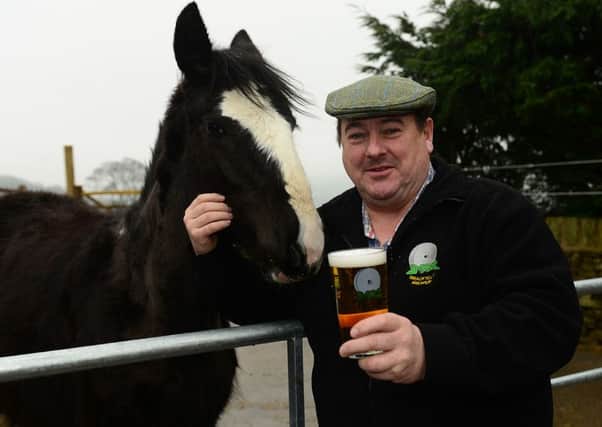 John Gill and 11-month-old Shire horse foal 'Decade' at Watt House Farm, Sheffield.  Picture: Scott Merrylees.