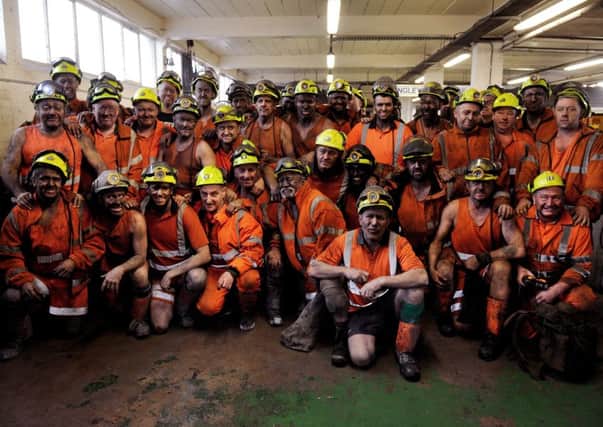 The last shift - miners in the lamp room at Kellingley Colliery as deep coal mining came to an end  last December.