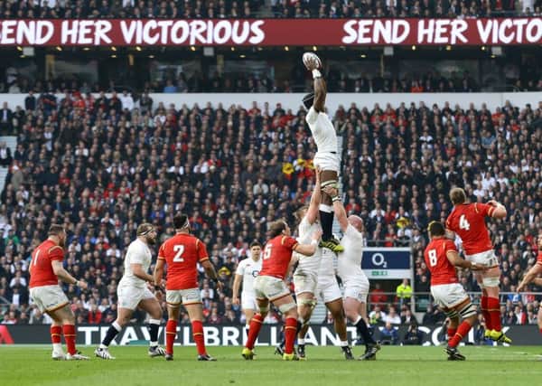 England's Maro Itoje wins a line out during the 2016 RBS Six Nations match at Twickenham Stadium, London.