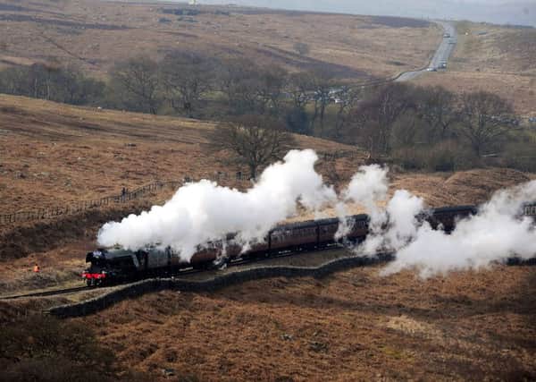 The Flying Scotsman steams across the North Yorks Moors.