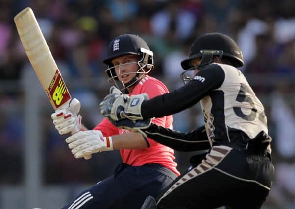 England's Joe Root bats against New Zealand.