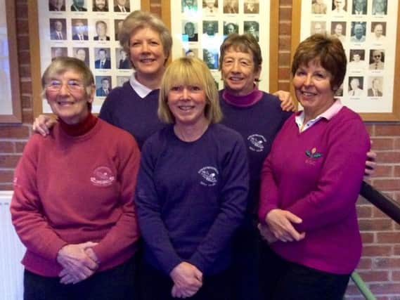 Kirkbymoorside ladies team, l-r: Ann Farndale, Sue Clements, Claire Dyson, Pauline Griffiths and Vicky Tomlinson.