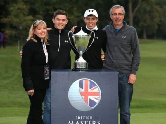 Alex Fitzpatrick is pictured after brother Matt's British Masters success at Woburn along with mother Sue and father Russell.