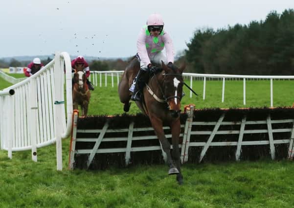 Min, ridden by Ruby Walsh, jumps the last to win the Sky Bet Moscow Flyer Novice Hurdle at Punchestown in January (Picture: Niall Carson/PA Wire).