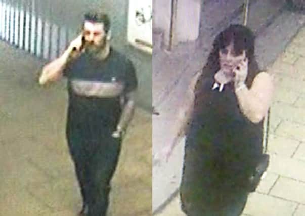 CCTV images of two people police are keen to speak to in connection with the incident.