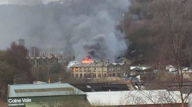 Picture of the Milnsbridge mill fire tweeted by Boultons estate agents
