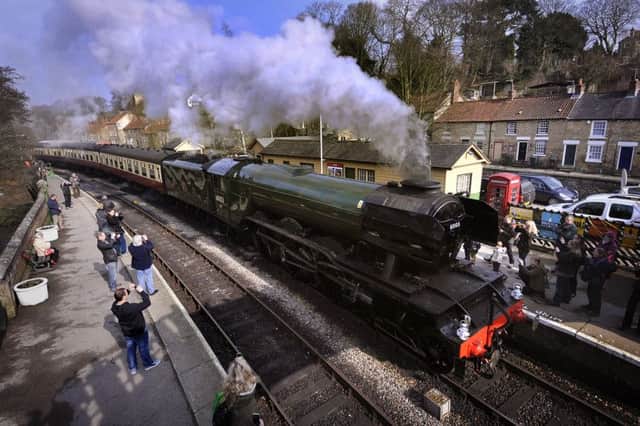 The Flying Scotsman arrives in Pickering. pic Richard Ponter 161015a