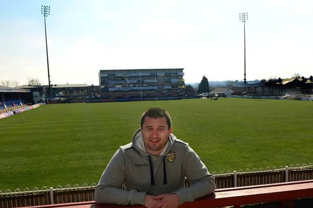 NEW BOSS: Chris Chester is introduced as Wakefield Trinity Wildcats new head coach at their Belle Vue ground on Thursday. Picture: Scott Merrylees