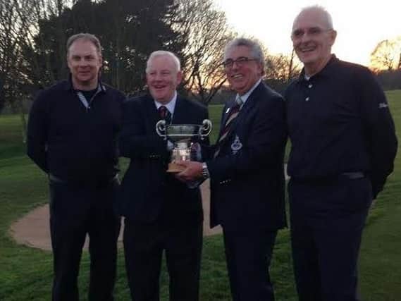Another silver lining for Hessle GC, l-r: Andy Greetham, Lindsay Ward (Hull & District president), Neil Muir (Hessle captain) and Steve Fairbank.