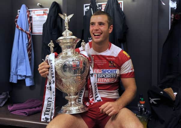 HAPPY DAYS: Iain Thornley, during his Wigan days, with the Challenge Cup