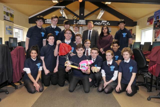 Pupils at Rishworth School who sent  a computer into space as part of a science project. Picture Tony Johnson.