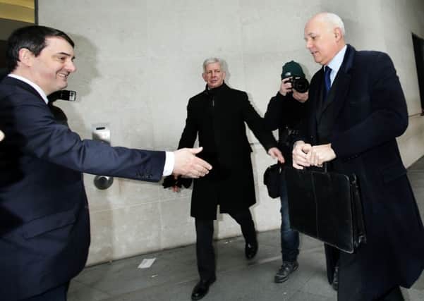 Iain Duncan Smith arrives for his appearance on The Andrew Marr Show this morning