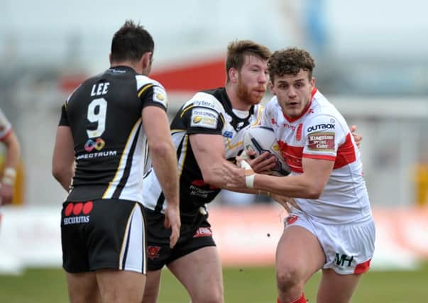 Hull KR's George Lawler on the attack against Salford Red Devils on Sunday (Picture: Tony Johnson).