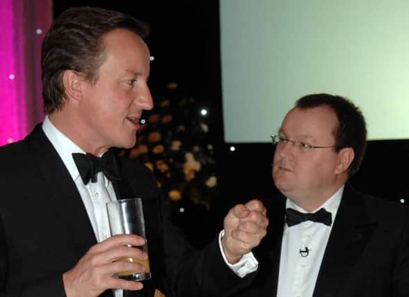 David Cameron , who was the guest speaker at The Yorkshire Post Excellence in  Business Awards in 2008  with Declan Curry , the event's host
