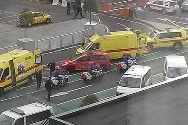 Twitter picture by Anthony Barrett of the scene close to Brussels Airport