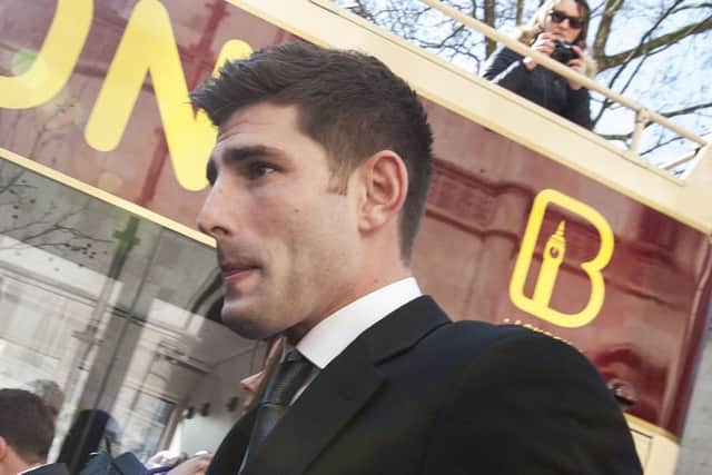 Ched Evans outside the High Court, London