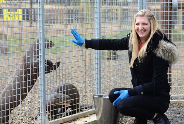 Rebecca Adlington opens the new otter enclosure at the Yorkshire Wildlife Park. Pictures: Scott Merrylees and Glenn Ashley
