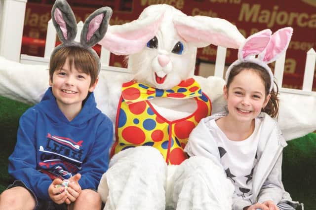 Easter bunny with Max Taylor (7) and Lily Taylor (10)
