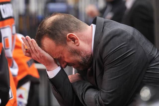Steelers' head coach, Paul Thompson, shows his frustration on the bench on Sunday night. Picture: Dean Woolley.