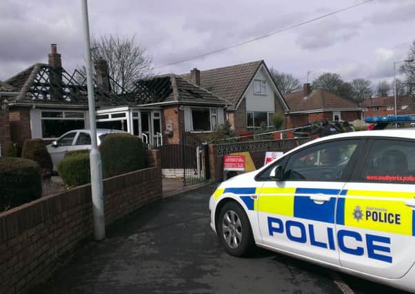 The scene of the fire in Stonehill Rise, Scawthorpe, Doncaster.