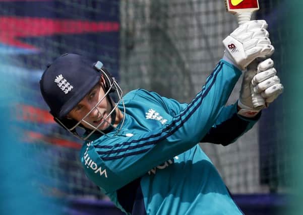 England's Joe Root bats during a practise session in Delhi on Tuesday. Picture: AP/Tsering Topgyal.