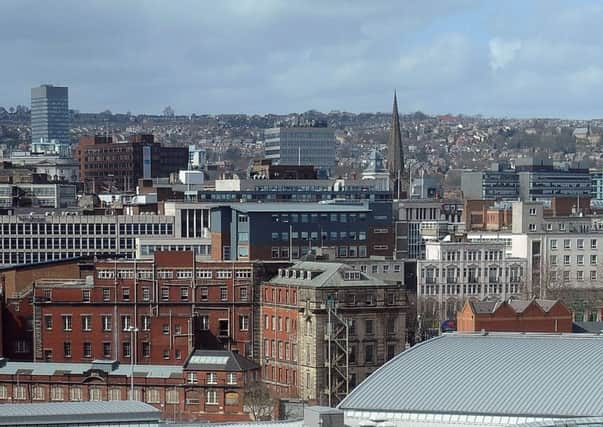 The Sheffield city centre skyline.