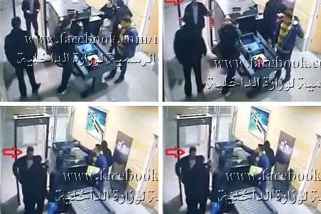 CCTV footage showing Seif Eldin Mustafa passing through security at Alexandria  before boarding EgyptAir  MS181.