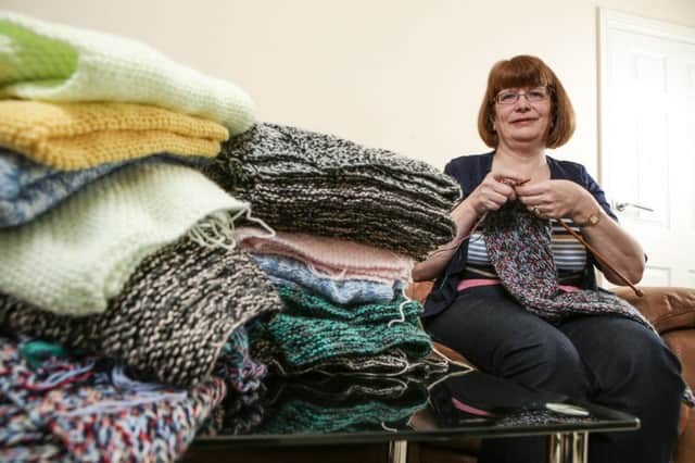 Super-knitter Julie Bruce from Huddersfield,. Picture: Ross Parry Agency