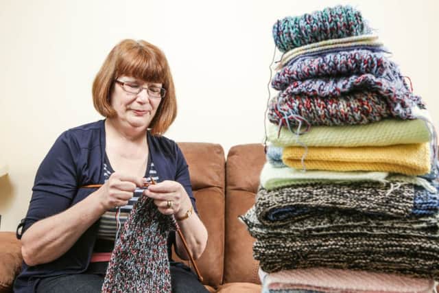 Super-knitter Julie Bruce from Huddersfield,. Picture: Ross Parry Agency