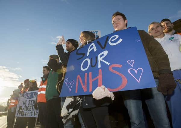 Junior doctors strike outside of Pinderfields Hospital in Wakefield. Picture by Allan McKenzie/YWNG.