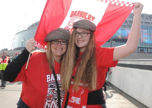 Barnsley fans Joanne and Amalie Perry arrive at the ground.