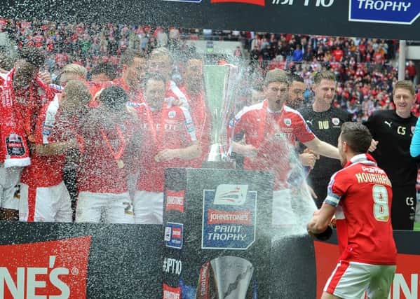 Barnsley celebrate winning the JP Trophy. (Picture: Tony Johnson)