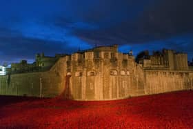 The 'Blood Swept Lands and Seas of Red' poppy installation at the Tower of London.  Pic: Sebastian Remme/REX.