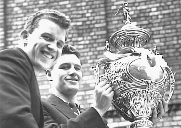 Eric Ashton and Mick Sullivan with the Challenge Cup, won for the second successive year back in 1959. Wigan beat Hull 30-13