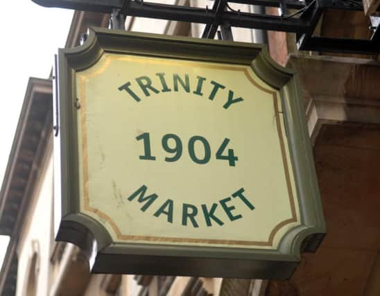 Sign outside Hull's indoor market, Trinity Market in the Old Town
