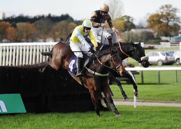 HOPEFUL: Wakanda and Danny Cook, left, in action on their way to winning the bet 365 Handicap Chase at Wetherby in October 2015. Picture: John Giles/PA.