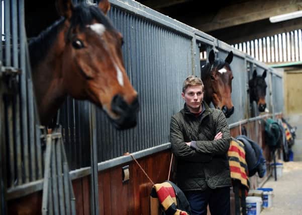 Jockey James Reveley pictured at his dad's racing stables at Lingdale near Saltburn. Picture : Jonathan Gawthorpe