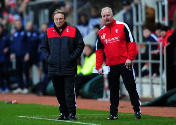 Neil Warnock and assistant Kevin Blackwell.