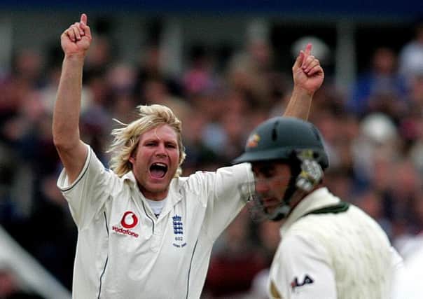 England's Matthew Hoggard celebrates taking the wicket of Australia's Justin Langer during the 2005 Ashes series (Picture: Martin Rickett/PA Wire).