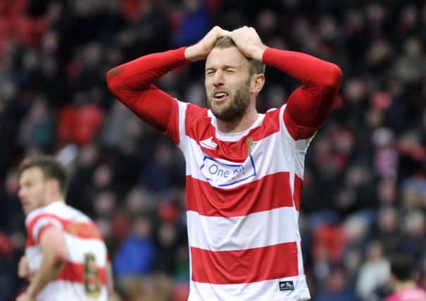 Doncaster Rovers' Andy Williams rues another missed opportunity. 
(Picture: Bruce Rollinson)
