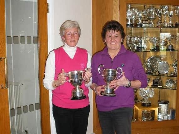 Northern Foursomes winners Carol Simpson and Judy Butler  of Malton & Norton GC.