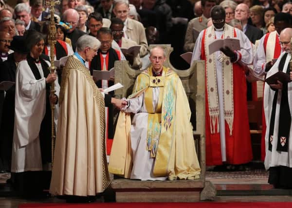 Justin Welby during his enthronement as Archbishop of Canterbury.