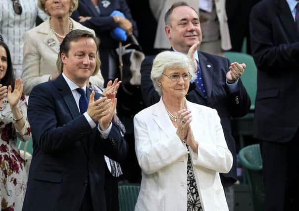 David Cameron and his mother Mary at Wimbledon.