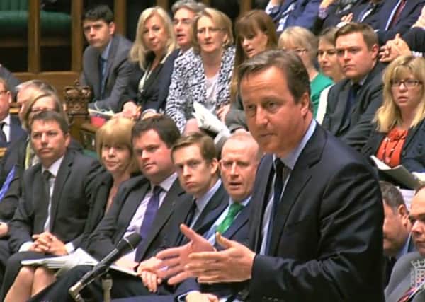 Prime Minister David Cameron makes a statement to the House of Commons over his personal finances  after it emerged he had profited from an offshore fund.